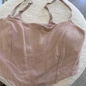 ALO Yoga Tan Tank Top like NEW WOrn 1x corset style, athletic and casual